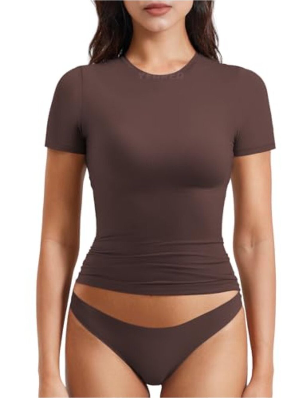 Compression Fitted T-Shirt Short Sleeve Crew Neck Nylon Blend Stretchy